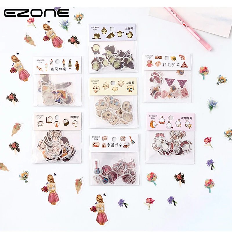 

EZONE Children Stationery Stickers Cartoon Funny Animals Cute Sticker Handbook Scrapbook Decor Stickers Self-adhesive Sticker