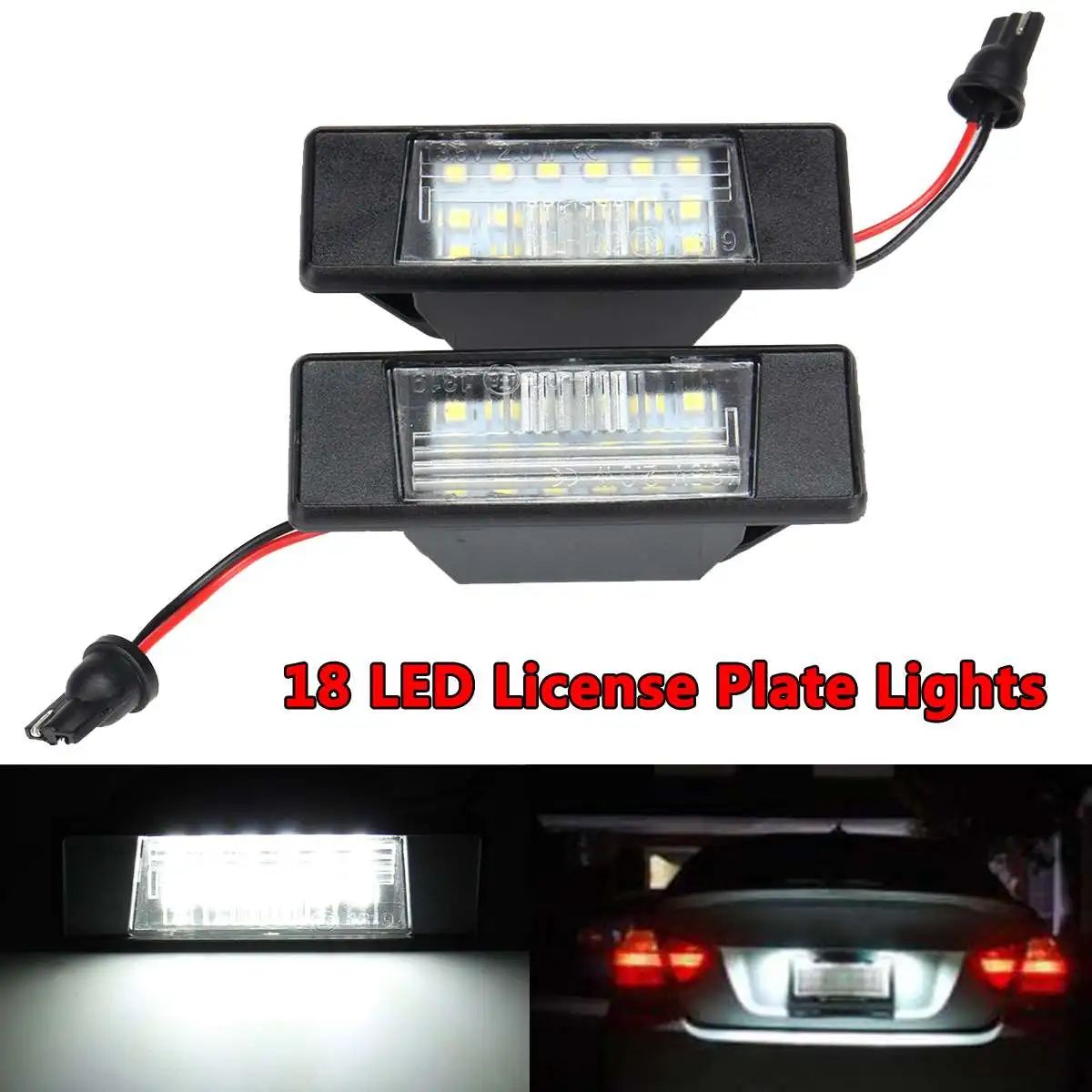 1Pair Car Led Number License Plate Led Light Lamp Plastic White for