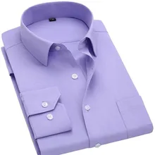 Рубашка с длинными рукавами для Для мужчин Демисезонный модные дизайнерские высокое качество Однотонная рубашка Non Iron Slim Fit деловая, общественная Формальные рубашки для мальчиков