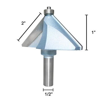

SHINA Chamfer Router Bits 45 Degree 1/2-Inch Shank 2-Inch Cutting Length About 1-Inch Cutting Height 2 Flutes