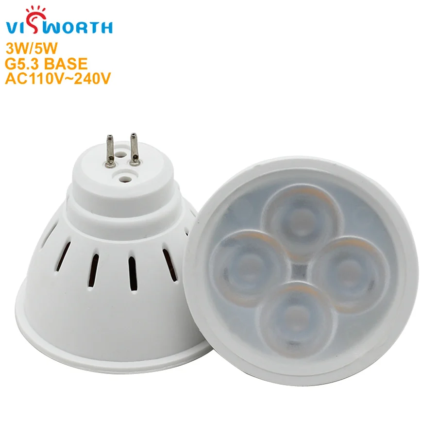 

G5.3 LED Spotlight Bulb 3W 5W Led Light AC 110V 220V 240V Cabinets Spotlight SMD2835 Warm/Cool White Downlight