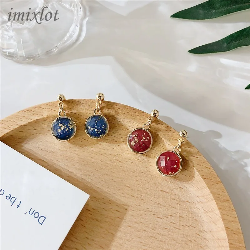 

2019 New Simple Gold Sequins Round Drop Earrings For Women Fashion Jewelry Geometric Acrylic Boucle D'oreille Brincos
