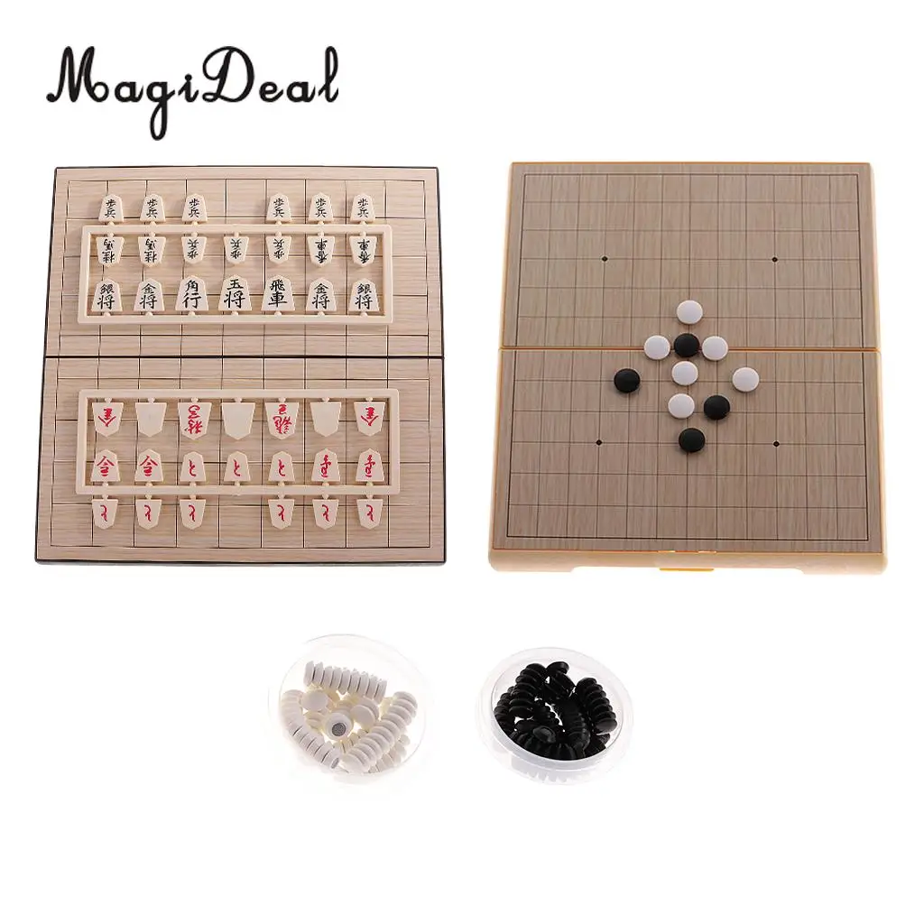 

Japanese Chess Shogi Travel Game with Magnetic Chessboard Game + Go Game Set for Kids Children
