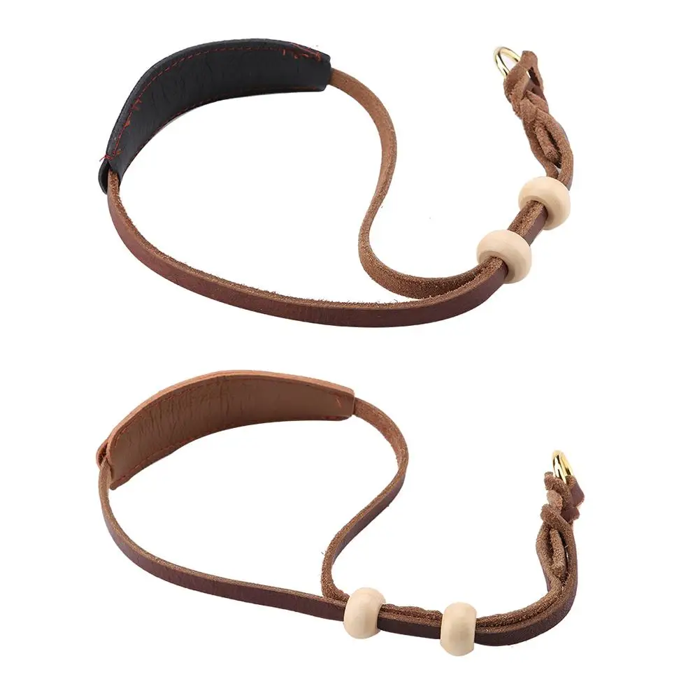 Adjustable Pets Dogs Puppy Collar Wooden Bead PU Leather Dog Necklace