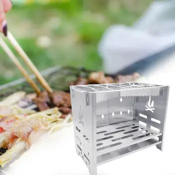 

Folding BBQ Grill Outdoor Camping Hiking Stainless Steel Portable Backpack Furnace Multifunctional Camping Charcoal Stove