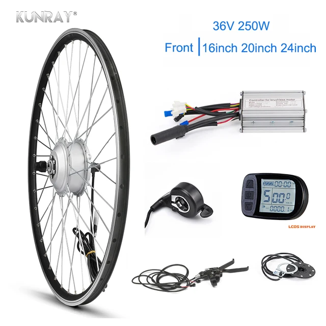 Best Offers KUNRAY Electric Bike Conversion Kit 26 inch Bicycle Brushless Gear MTB Bike Motor 36V 250W Front Motor Wheel Kunteng LCD Display