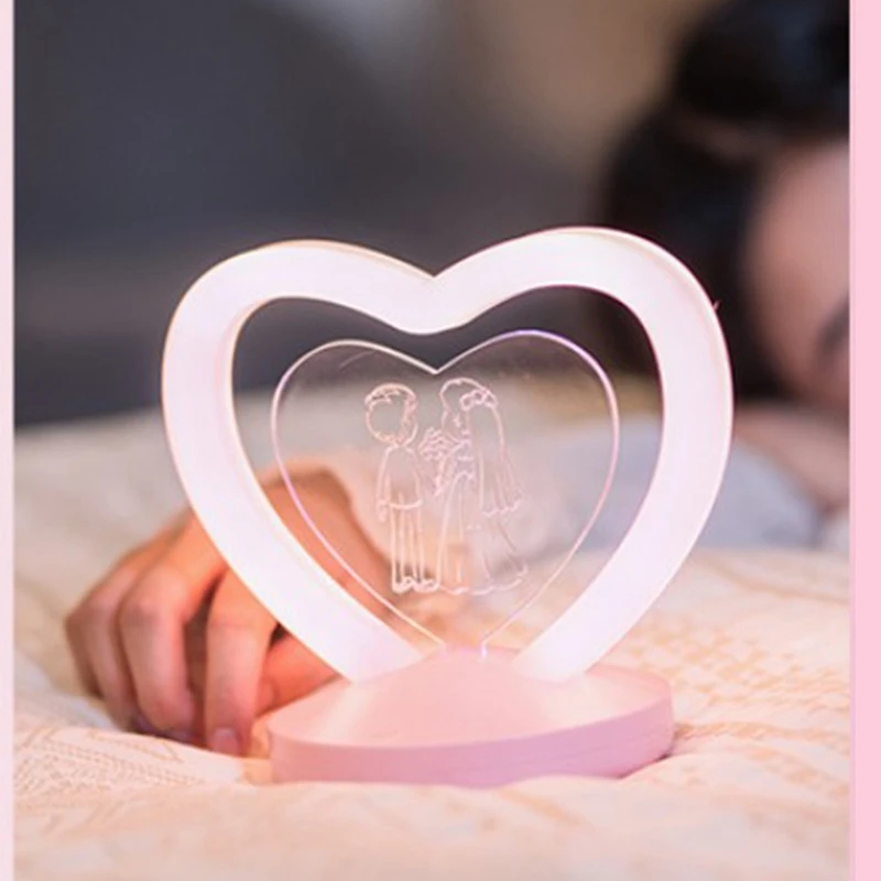 

Usb Night Light Diy Custom Girl Heart Birthday Gift Love Confession Message Light Led Table Lamp