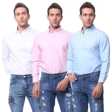 Дизайн, Мужская однотонная оксфордская рубашка, деловая официальная одежда, рубашки с длинным рукавом, большой размер, ткань