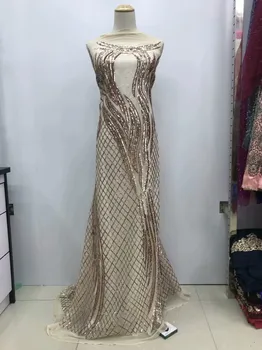 

New Arrival High Quality African Lace Fabrics/French Net Embroidery Sequins Tulle Lace Fabric For Nigerian Wedding Dress 5yrads