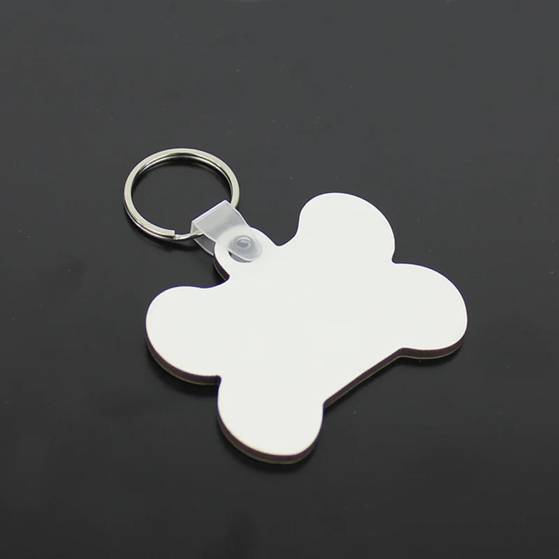 

NEW 50pcs DIY MDF Double White Blank Bone Key Chain Sublimation Wooden Key Rings For Heat Press Transfer Jewlery Photo Gift