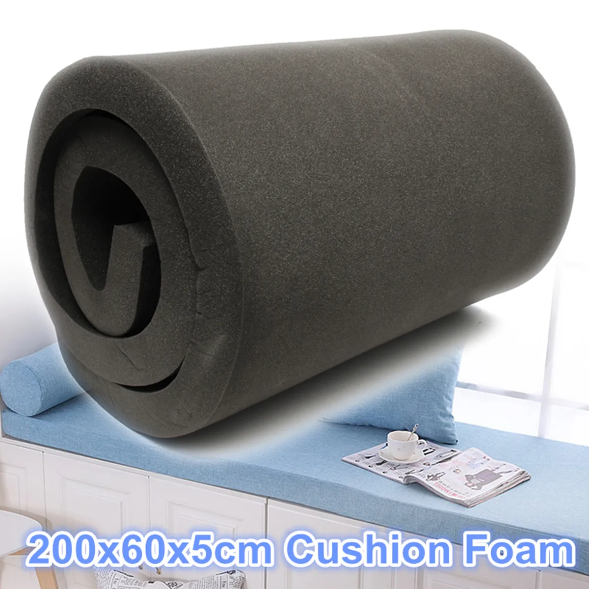 

200x60x5cm Black High Density Polyurethane Seat Foam Cushion Sheet Replacement Upholstery Cushion Foam Pads Furniture Blankets
