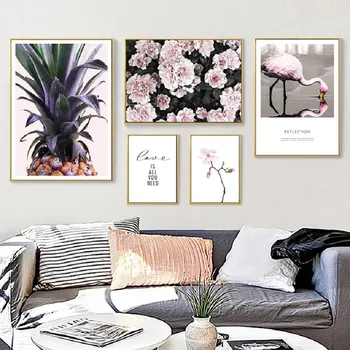 

Nordic Scandinavia Floral Pineapple Canvas Paintings Posters and Prints Nordic Wall Art Picture for Living Room Home Decor