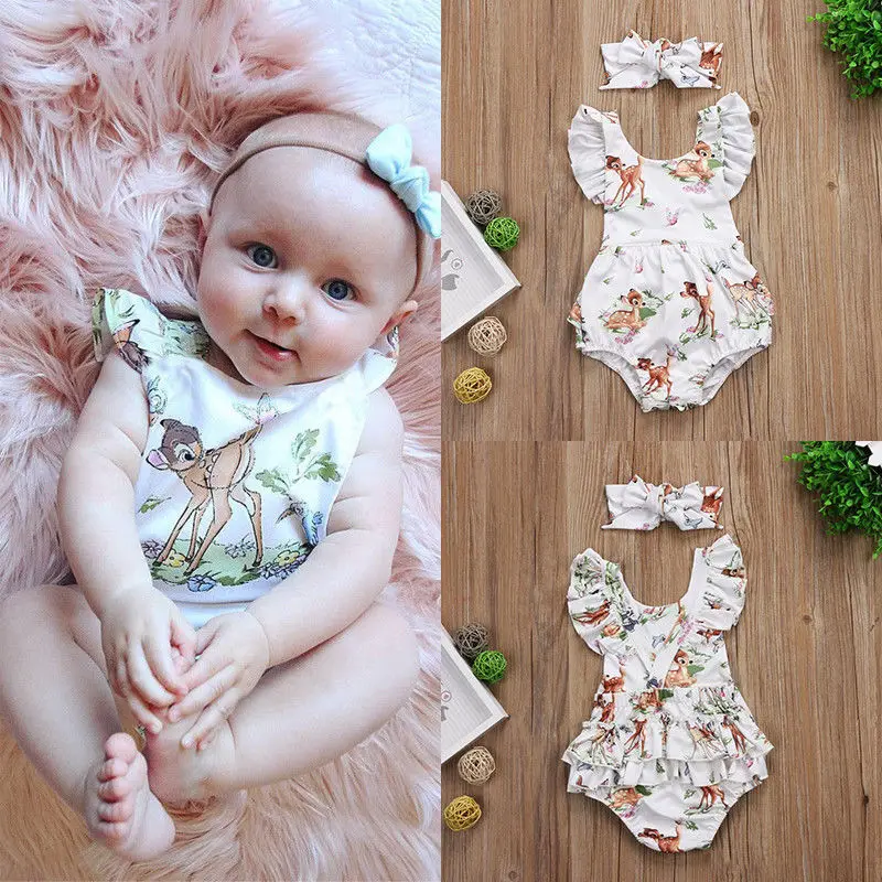 

Pudcoco Babys Jumpsuits 0-18M Newborn Toddler Infant Baby Girls Deer Romper Jumpsuit Clothes Outfits