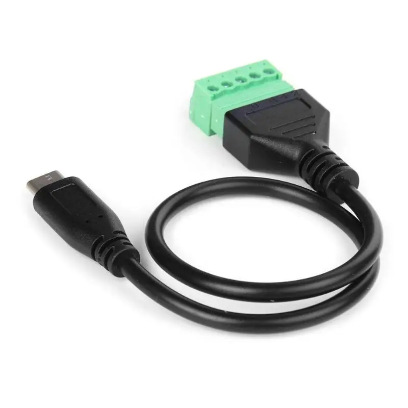 USB 3 1 тип c папа 5 Pin винтовой клеммный разъем ж/30 см экранированный кабель|Кабели| |