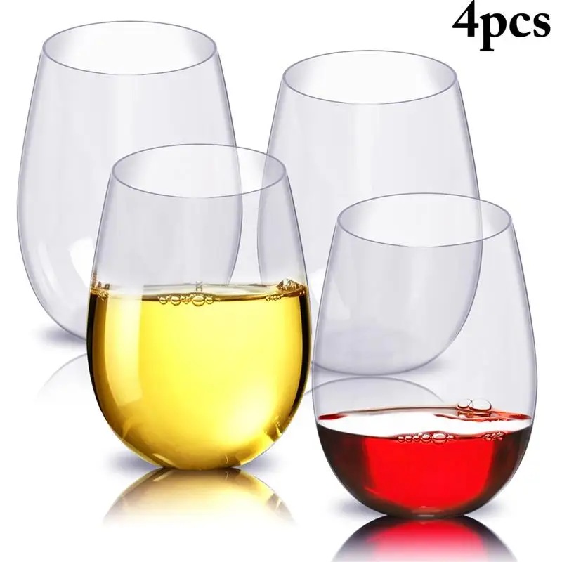 

4pcs Wine Glass Shatterproof Plastic nbreakable PCTG Red Wine Tumbler Glasses Cups Reusable Transparent Fruit Juice Beer Cup