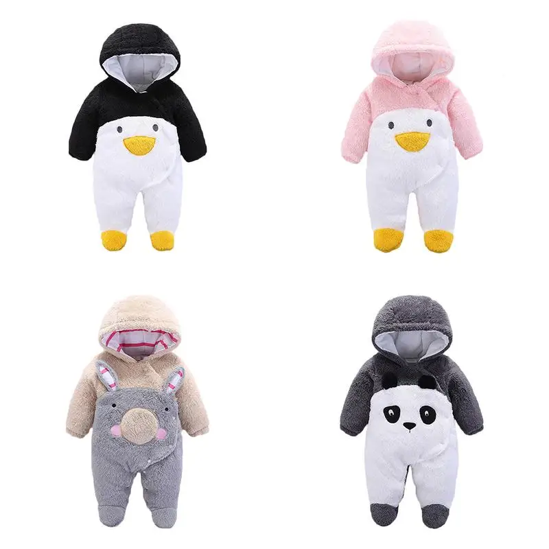 

Baby Hooded Romper Cartoon Crawler Suit Baby Thickens Polyester Fiber Outdoor Jumpsuit Clothing Christmas Gifts