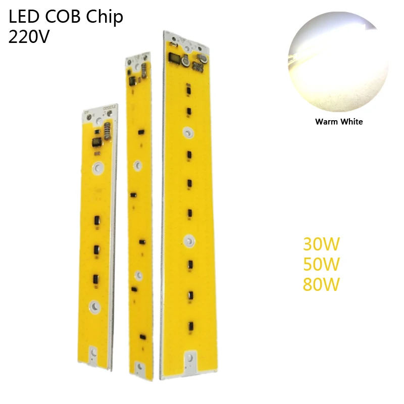 

High Power Outdoor Card Light Strip LED Chip Spotlights AC 220V Smart IC for Flood Light COB Warm White 30-80W