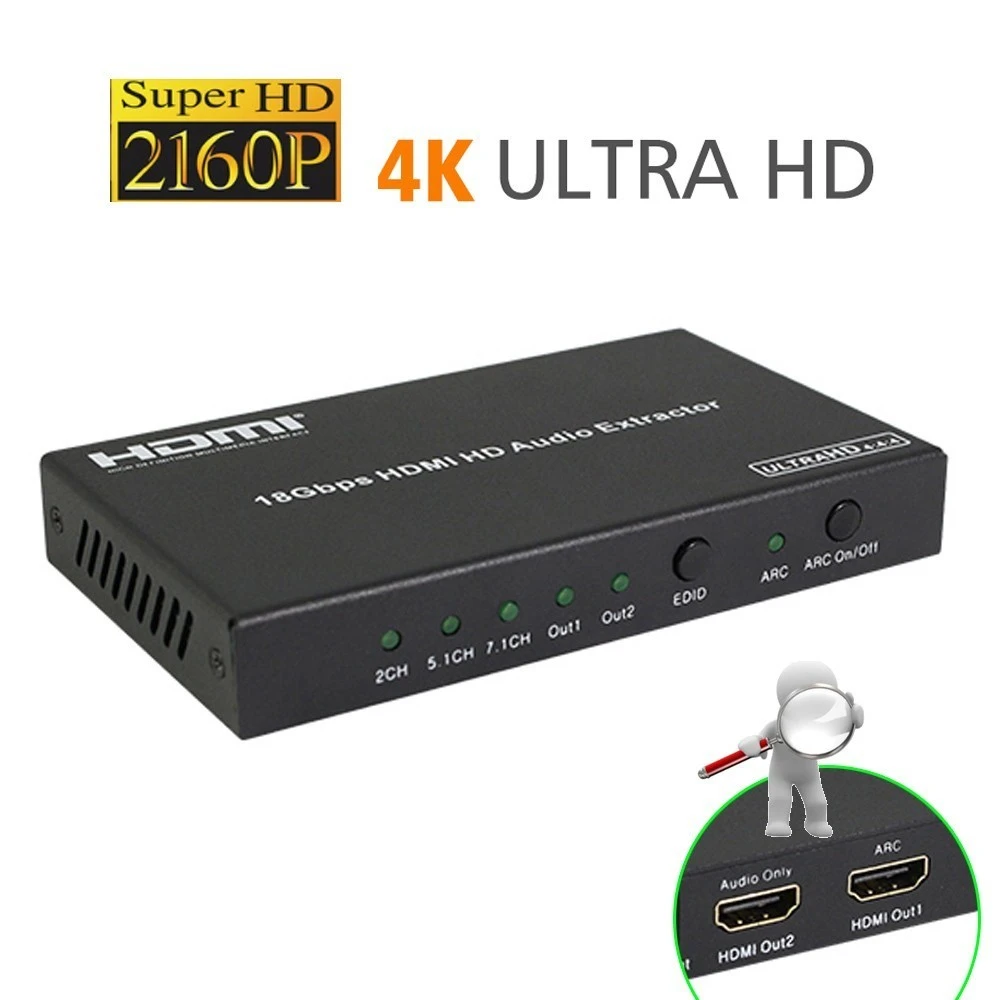 Koqit 18gbps Hdr 2 0 Hdmi Audio Extractor Hdmi Splitter 4k Arc Switch 4 4 4 Lpcm 7 1ch Digital To Analog Converter Optical L R Aliexpress