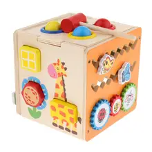 6 in1 Wooden Development Cube Matching Color Shape Recognition Game Early Learning Educational Toys Gift for Children Kids