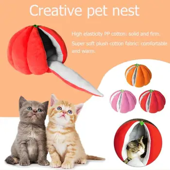 

1pcs Pumpkin-shaped Pet Mat Winter Nest Soft Cat Dog Kennel Sleeping Bed House Cute Foldable Cave Pet Kennel Dog Supplies