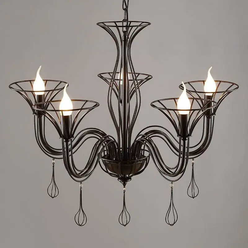 

Modern Retro Mediterranean Iron Pendant Light Restaurants Cafe Bars Minimalist Wire Drops Hanging Lighting