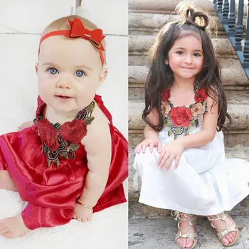 

Fashion Summer Lolita Toddler Children Party 3D Flower Tutu Dress Little Kids Girl Formal Pageant Halter Ball Gown Dresses