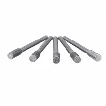 5Pcs 4 Diamond Grinding Drills Silver Diamond Grinding Burr Drill Bits 4mm Grinding Diameter For Engraving Machine Rotary Tool