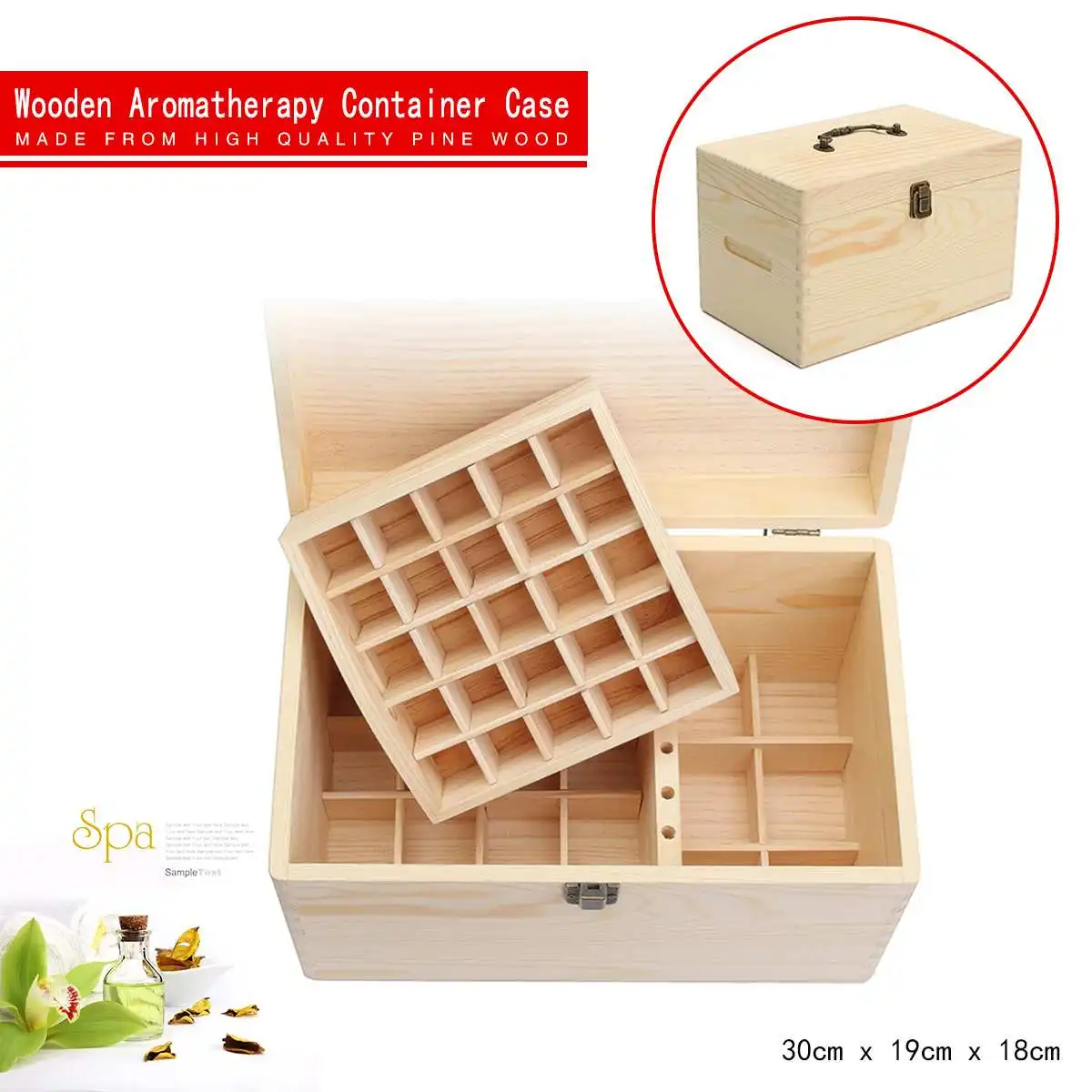 

47 Slot Essential Oil Case Wooden Storage Aromatherapy Box for SPA YOGA Club Double-deck Storage Case Container Organizer