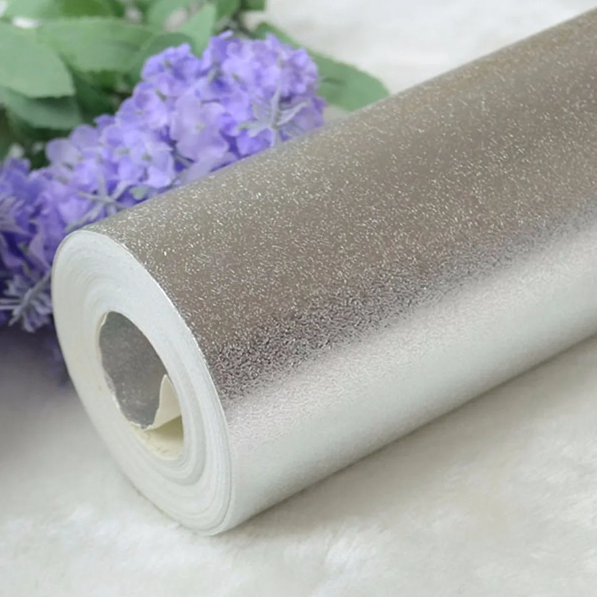 

53cmx10m Silver Sparkle Glitter Effect Wallpaper Wall Sticker Modern Art Decal Home Decor Polyvinyl Chloride For Home KTV Bar