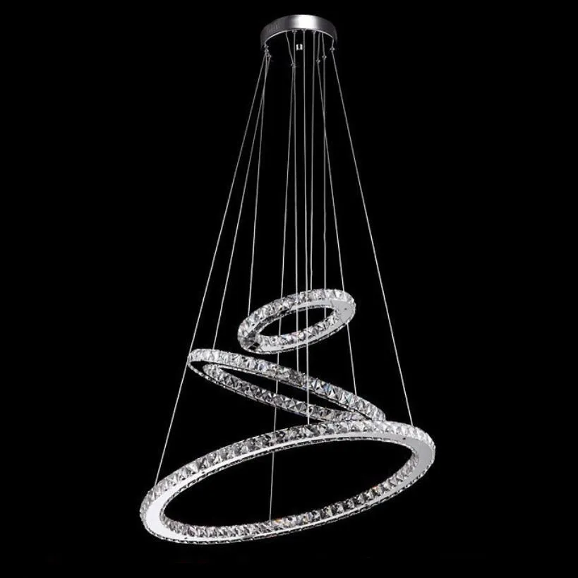 

Modern 3 Ring Combination Crystal Pendant Lights Led Lamps Modern K9 Crystal Lamp Led Lustre Light Free Shipping 20cm 40cm 60cm