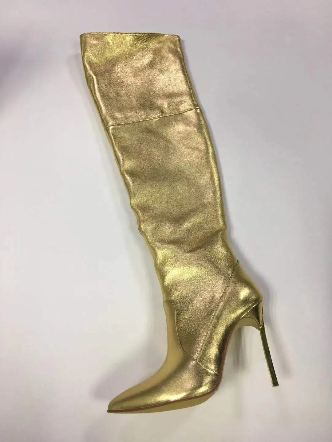 De Muslo Rodilla Damas Punta Mujer Por Oveja Piel Diapositivas Oro Sexy Encima Del Pic Cuero Estilete La Tacones Estrecha As Caballero Botas d8xpdFwq