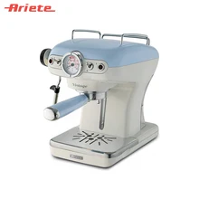 Рожковая кофеварка Ariete Vintage 1389 цвет голубой, быстрое приготовление, металлический рожок с двумя фильтрами, съемный резервуар для воды, приготовление капучино, поддон для капель