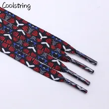 Coolstring Wild Printed Boot Laces Flat Single Layer Network Printing Shoelaces Korean Version For Men Women White Shoes Canvas