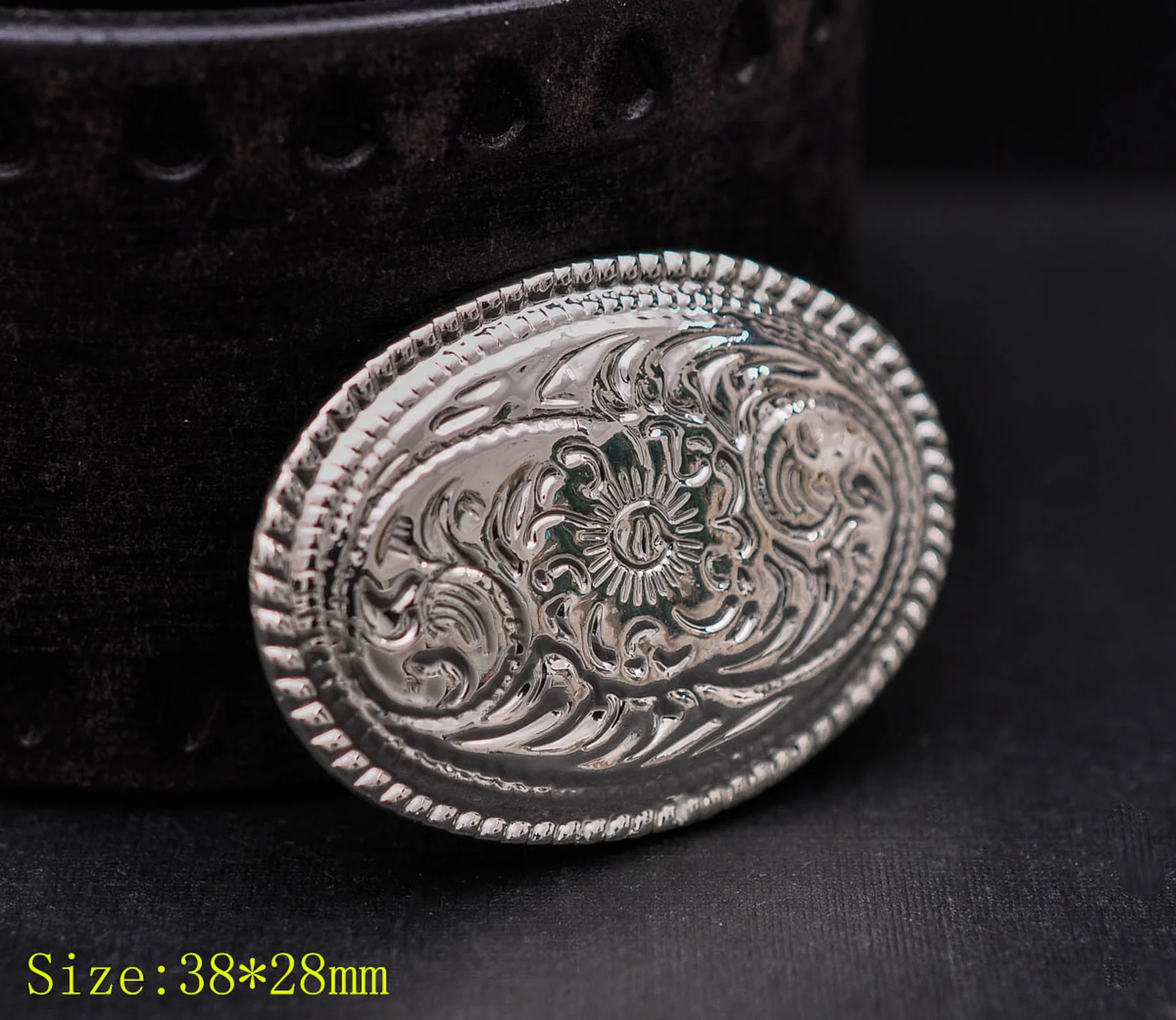10PCS 35*28MM ovale en laiton antique gravé fleur vert turquoise Craft Conchos
