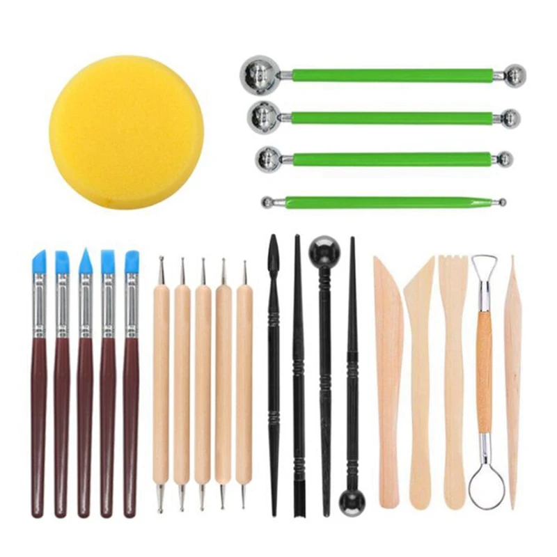 

24 Pieces Set Of Clay Tools Set Clay Sculpting Tools Set Ball Stylus Embossing Pottery & Ceramics Tools Diy Arts Crafts Lines