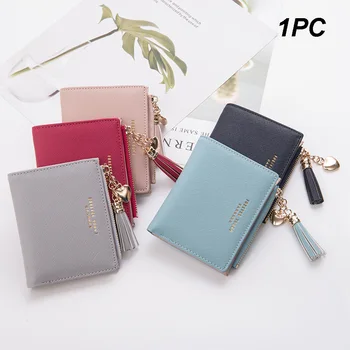 

Fashion Zipper Folding Girls Credit Cash Card Holder PU Leather Pocket Women Wallet Mini Organizer Short Coin Purse