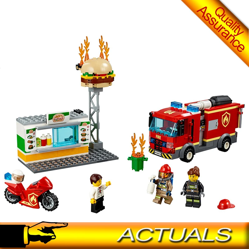 

02131 Burger Bar Fire Rescue City Fire Building Blocks Model Bricks Toys Compatible Legoing 60214 28048