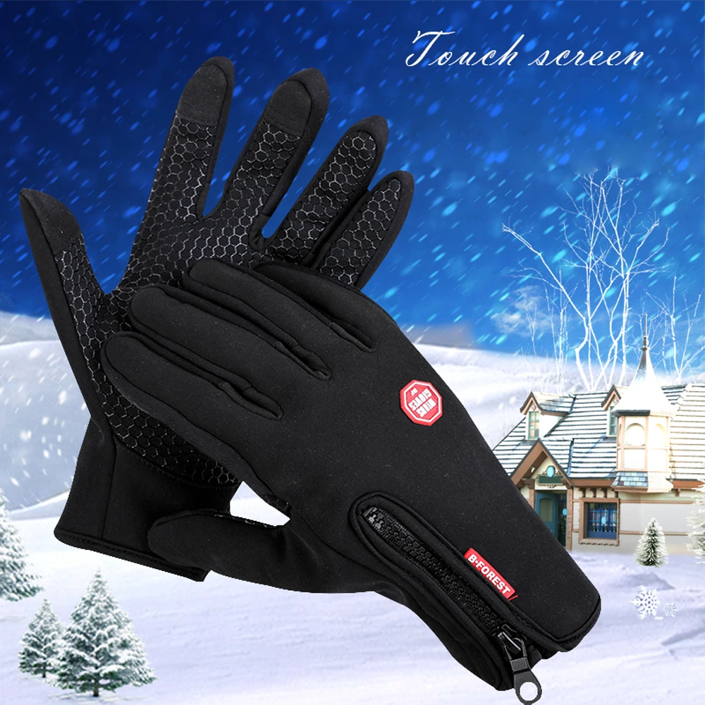 Уличные зимние теплые мягкие перчатки Зимние виды спорта Сенсорный экран Перчатки Texting флис ветрозащитные непромокаемые перчатки велосипедные перчатки