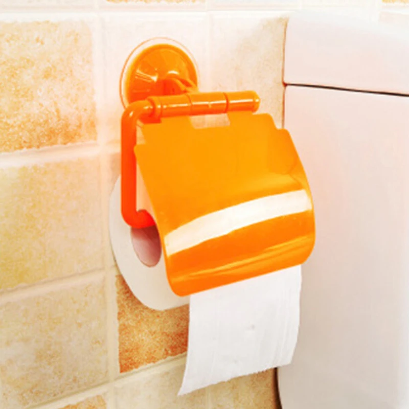 

Plastic Wall Mount Plastic Suction Cup Bathroom Toilet Roll Paper Holder &Cover