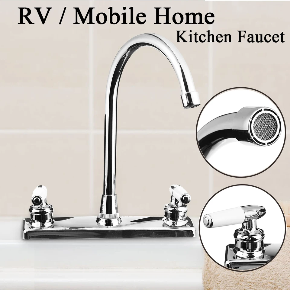 Xueqin Silver Rv Double Handle Double Basin Kitchen Faucet Tap
