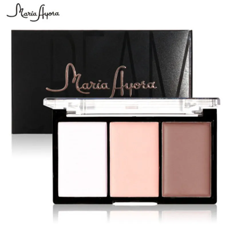 

MARIA AYORA Brand New 3 Colors Face Highlighter Powder Palette Makeup Waterproof Contour Cosmetics Brighten Trimmer Bronzer