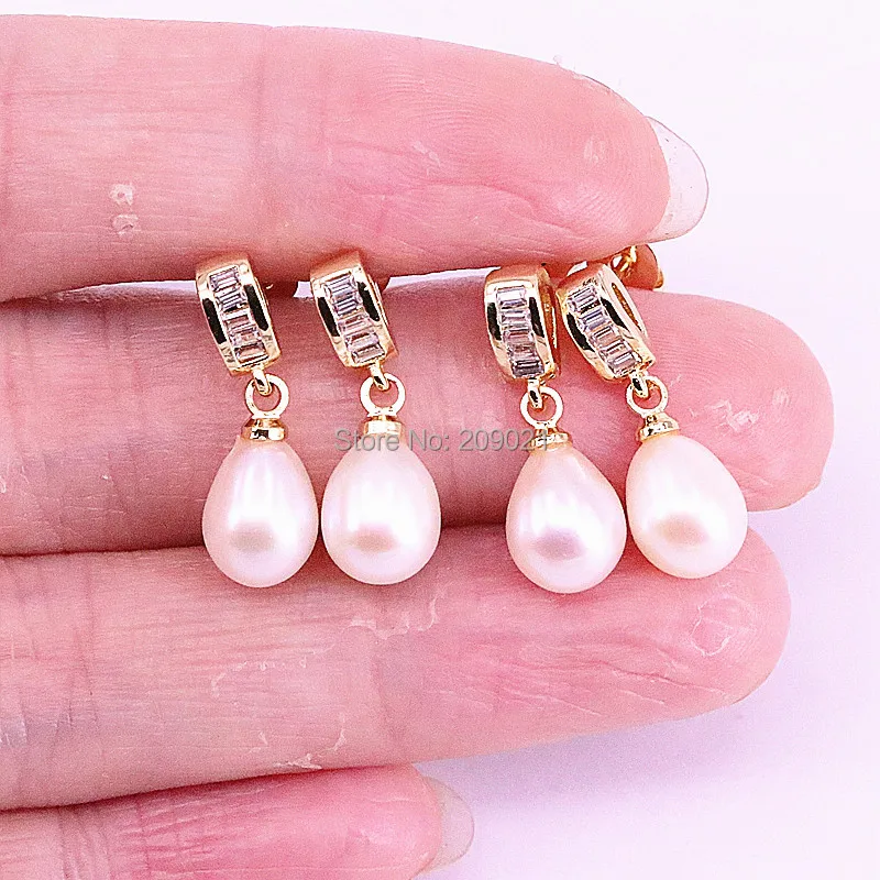 

8Pairs Pearl Dangle Earrings Cz Micro Pave Gold Earring Fashion Jewelry High Quality Earrings for Women