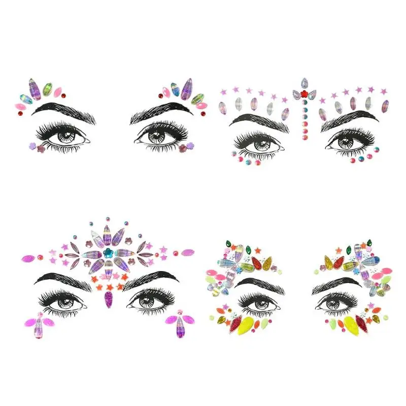 1 PC عيد الميلاد DIY الحاجب الوجه الجسم الفن لاصق كريستال بريق جواهر مهرجان حزب عيون لصاقات وشم ماكياج عيد الميلاد ديكور