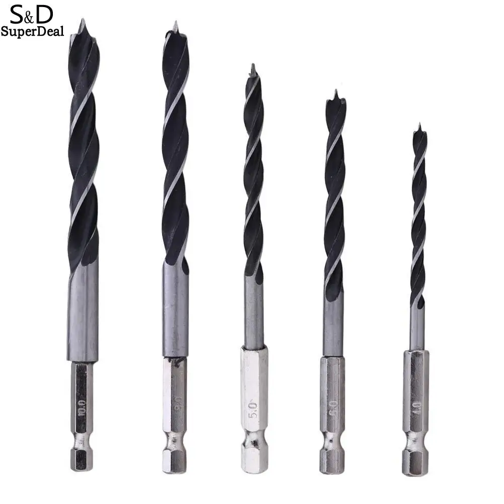 

6 1/4 Quick 8 Hexagonal Wood HCS Tools Set Shank Bit Tapping Change Hex 10mm Drill 5pcs 4 Twist Shank 5 Drilling Woodworking Bit