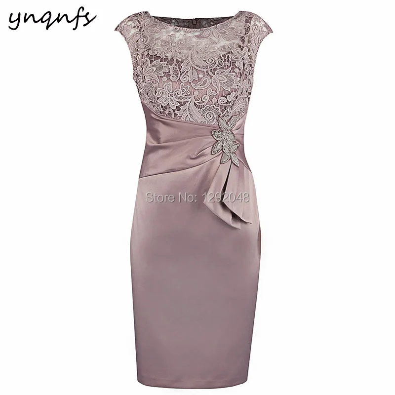 Ynqnfs Md404 Party Formal Dress Knee Length Satin Wedding Guest