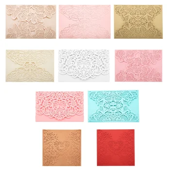 

10pcs Gold White Red Luxury Flora Laser Cut Wedding Invitations Card Elegant Wedding Envelopes Event Party Wedding Decoration