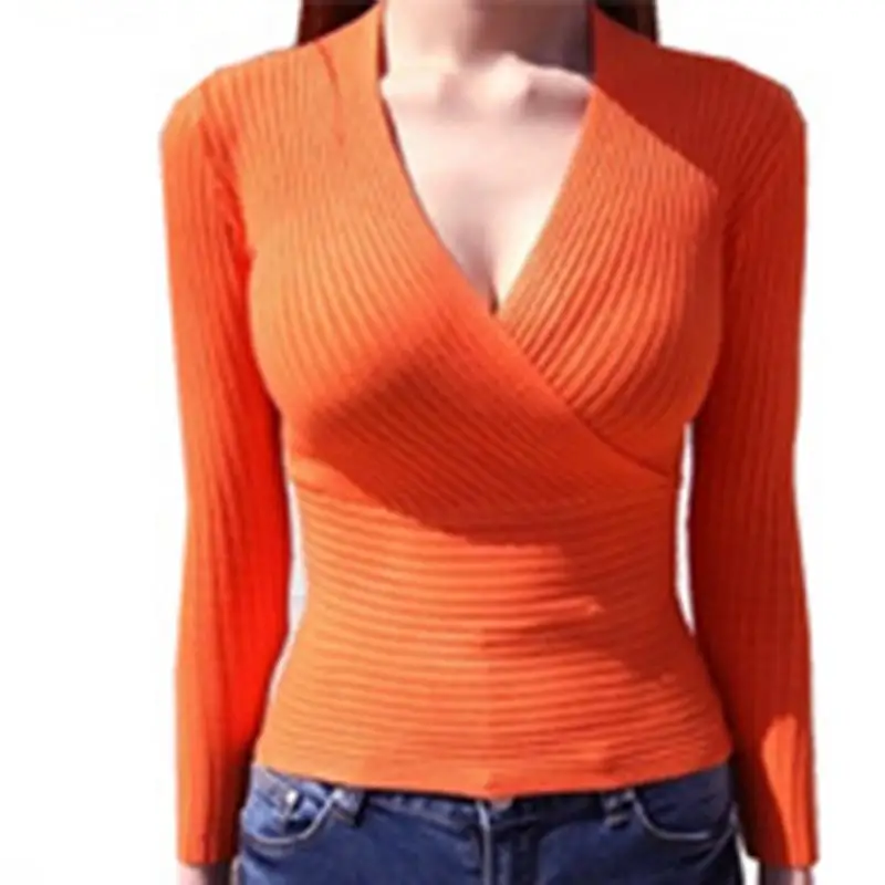 Spring Fashion Sexy Women's Casual V neck Sweater Nine