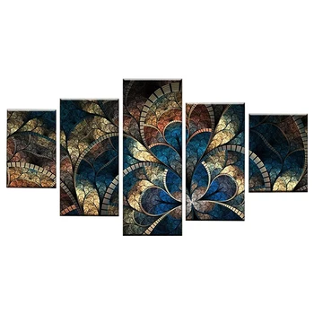 

Diy Diamond Painting 5 Panel Fantasy Flowers For Living Room Home Decor 5D Diamond Embroidery Abstract Cross Stitch Kits