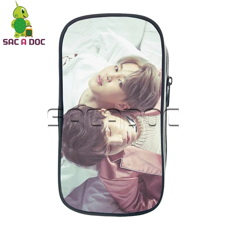

Hot BTS Girls Cosmetic Cases Pencil Holder Popular Bangtan Boys BTS WINGS SUGA V Kids Gift Bag Boys Girls School Supplies Case