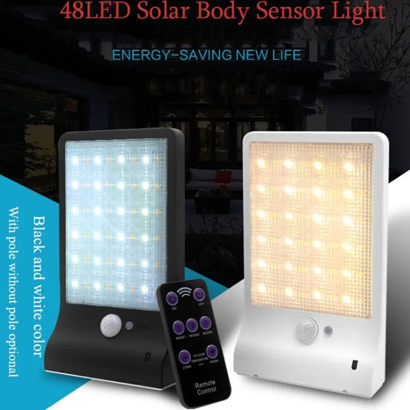 

Garden Lamp Outdoor LED Solar Light 48 LED PIR Motion Sensor With Remote Control Solar Powered Street Light Outdoor Lighting